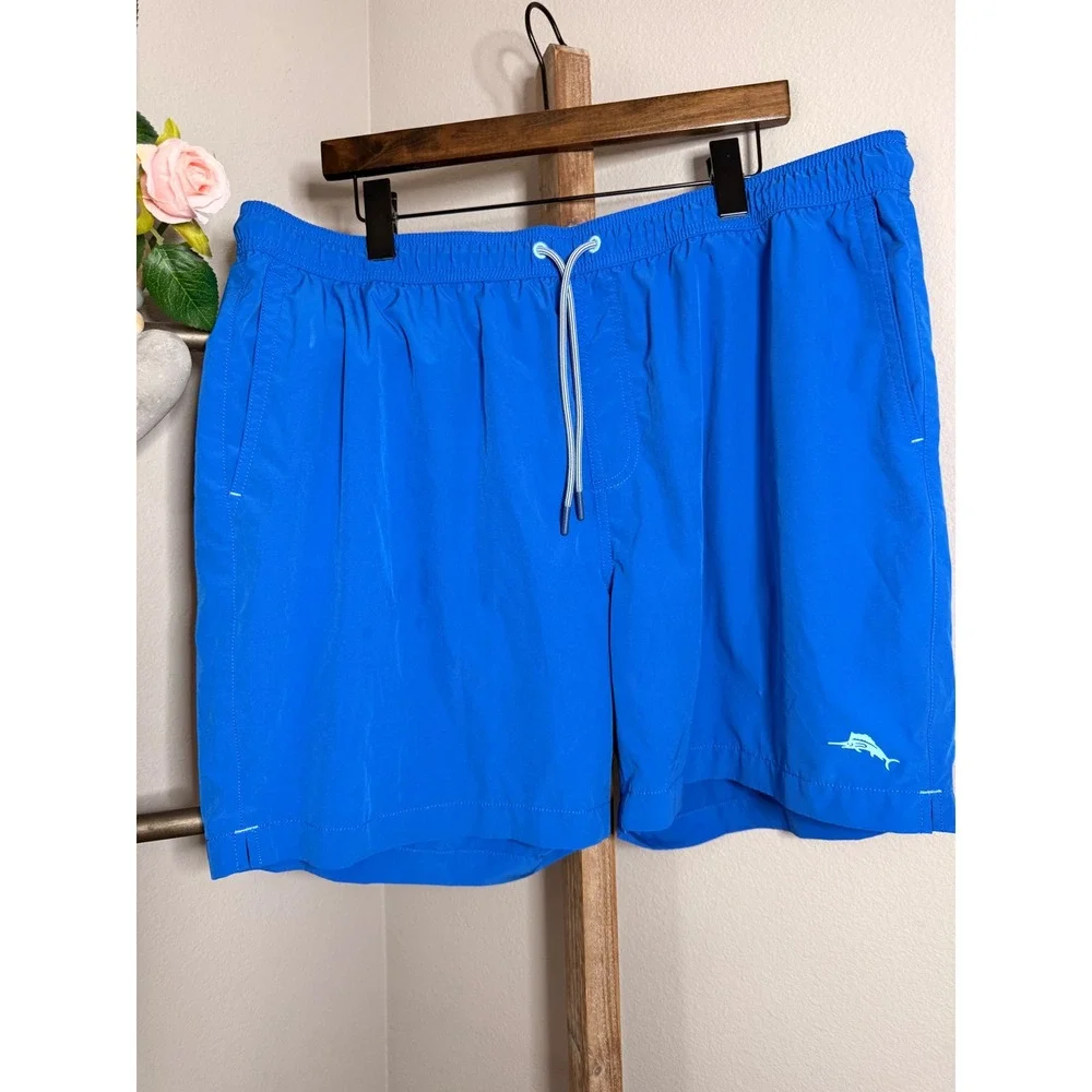 Tommy Bahama Mens Royal Blue Swim Trunks Marlin Logo Mesh Lined Shorts XXL